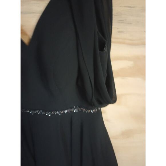 Prom/Formal Dress Black Bedazzled Waist Vneck Large Ed Young - Picture 2 of 3